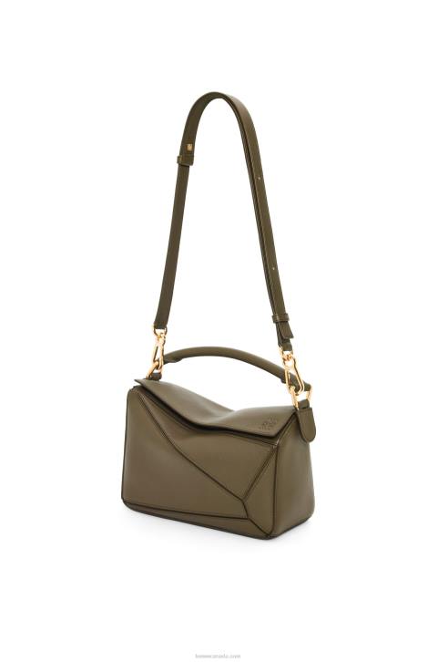 Loewe Small Puzzle bag in classic calfskin 688V542 Women Dark Khaki Green