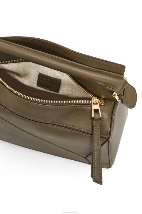 Loewe Small Puzzle bag in classic calfskin 688V542 Women Dark Khaki Green