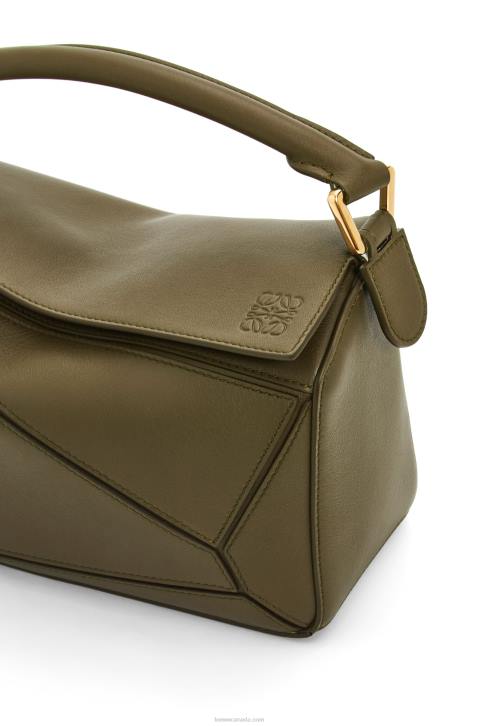 Loewe Small Puzzle bag in classic calfskin 688V542 Women Dark Khaki Green
