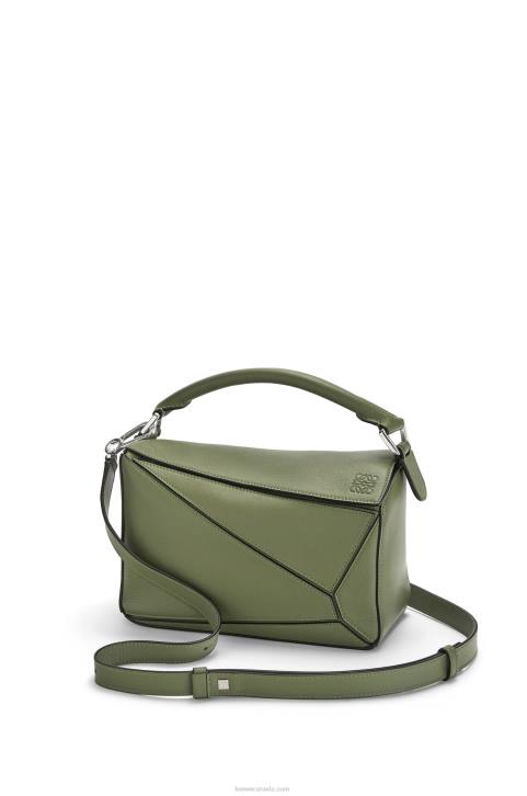 Loewe Small Puzzle bag in classic calfskin 688V545 Women Avocado Green