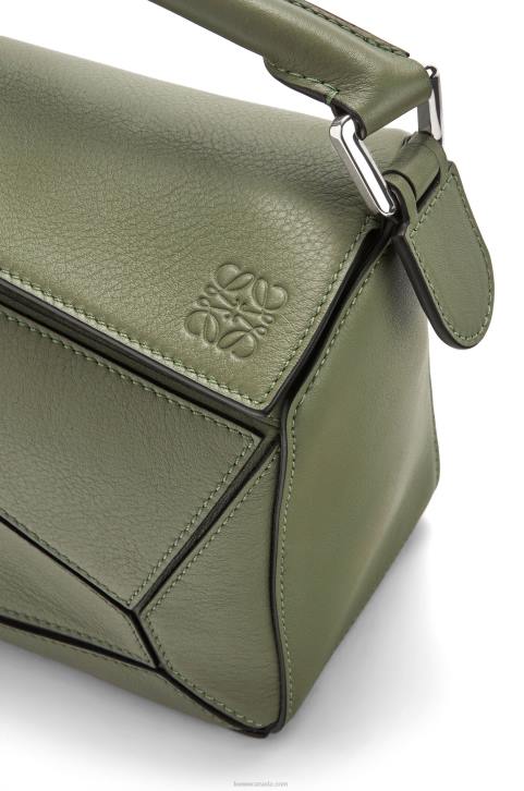 Loewe Small Puzzle bag in classic calfskin 688V545 Women Avocado Green