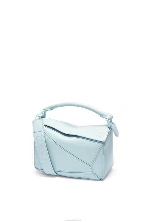 Loewe Small Puzzle bag in satin calfskin 688V459 Women Aquamarine
