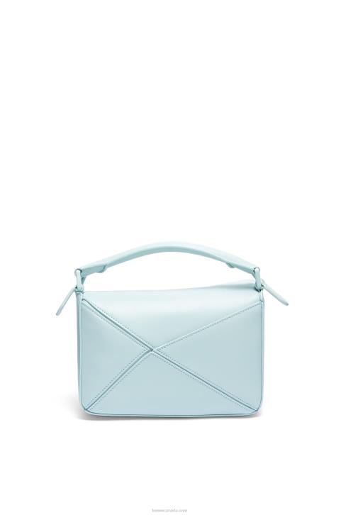 Loewe Small Puzzle bag in satin calfskin 688V459 Women Aquamarine