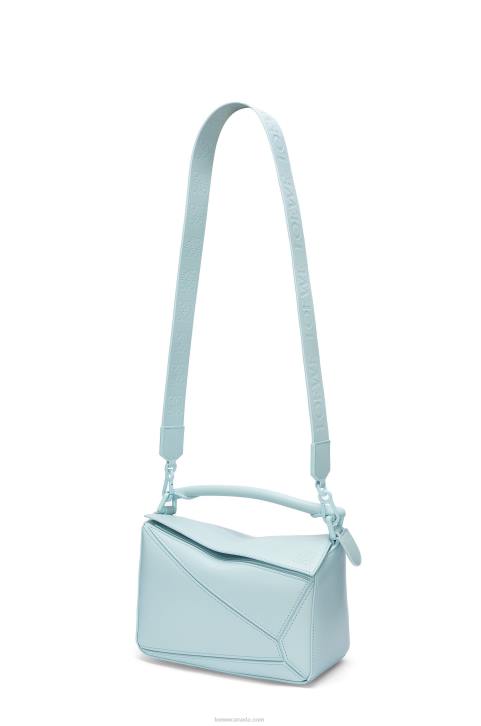 Loewe Small Puzzle bag in satin calfskin 688V459 Women Aquamarine