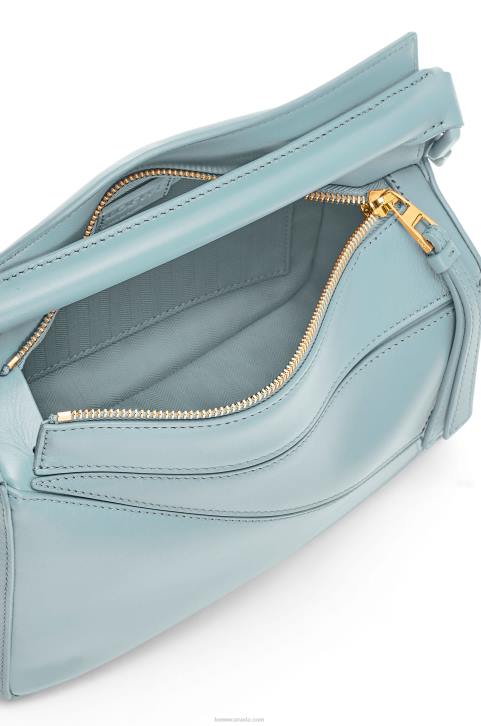 Loewe Small Puzzle bag in satin calfskin 688V459 Women Aquamarine