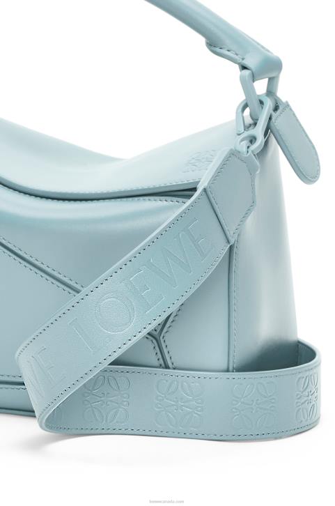 Loewe Small Puzzle bag in satin calfskin 688V459 Women Aquamarine
