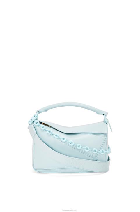 Loewe Small Puzzle bag in satin calfskin 688V459 Women Aquamarine