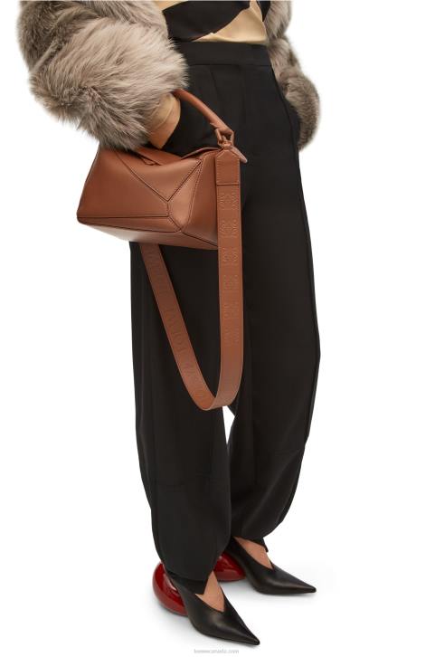 Loewe Small Puzzle bag in satin calfskin 688V470 Women Pecan