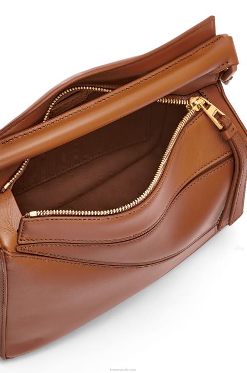 Loewe Small Puzzle bag in satin calfskin 688V470 Women Pecan