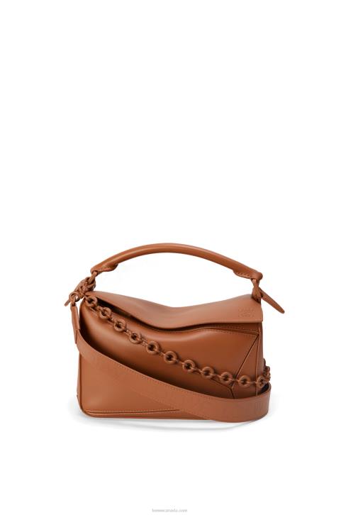 Loewe Small Puzzle bag in satin calfskin 688V470 Women Pecan