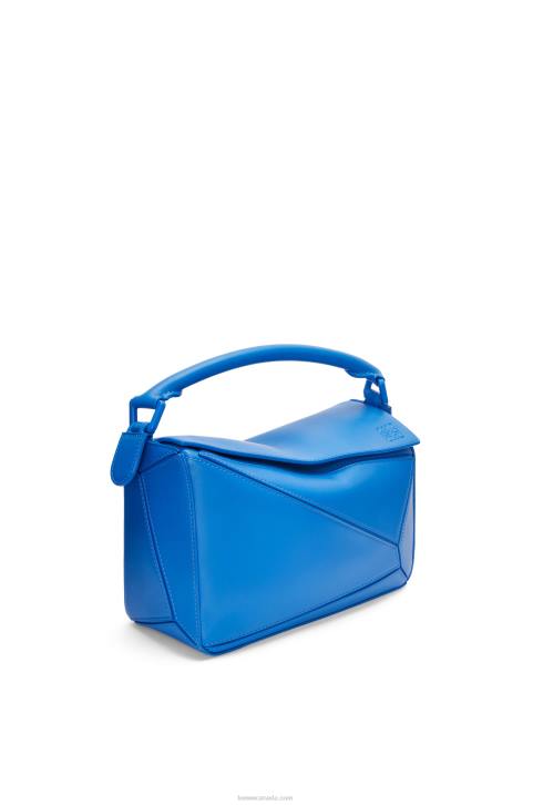 Loewe Small Puzzle bag in satin calfskin 688V480 Women Scuba Blue