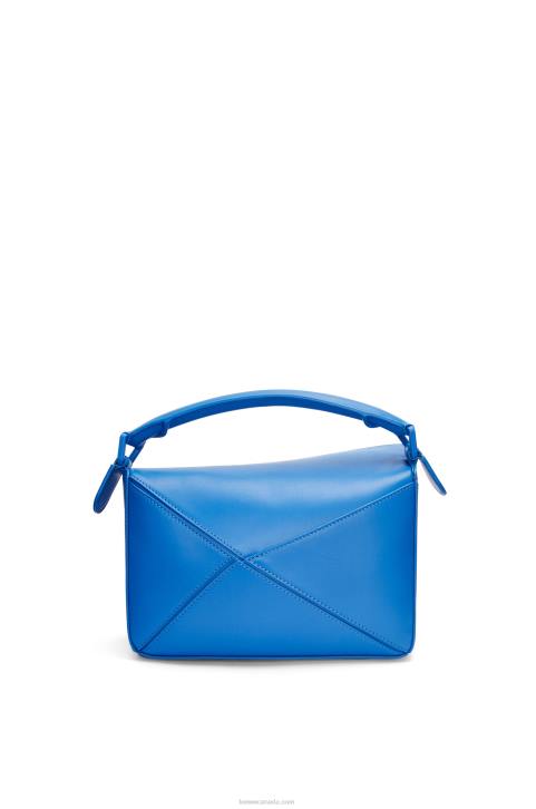 Loewe Small Puzzle bag in satin calfskin 688V480 Women Scuba Blue
