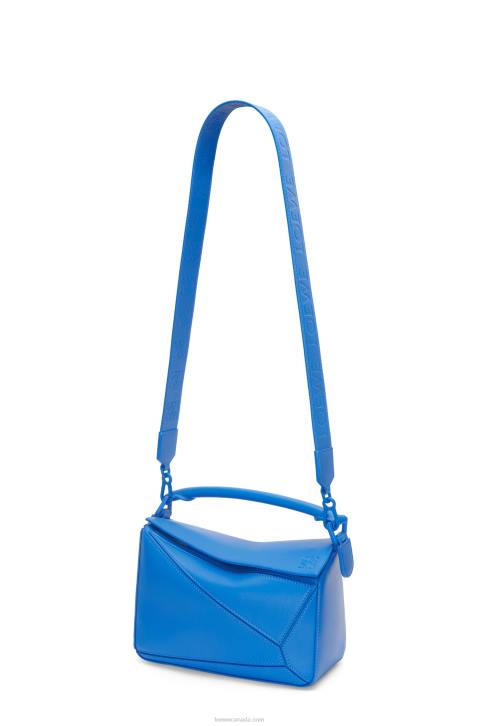 Loewe Small Puzzle bag in satin calfskin 688V480 Women Scuba Blue