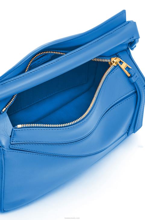 Loewe Small Puzzle bag in satin calfskin 688V480 Women Scuba Blue