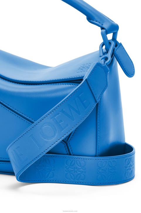 Loewe Small Puzzle bag in satin calfskin 688V480 Women Scuba Blue