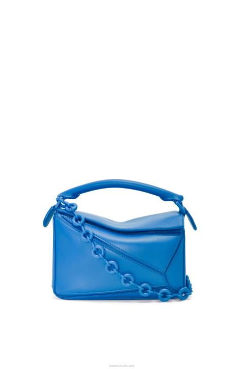 Loewe Small Puzzle bag in satin calfskin 688V480 Women Scuba Blue