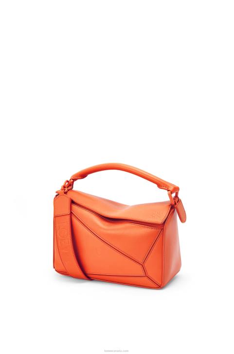 Loewe Small Puzzle bag in satin calfskin 688V491 Women Orange