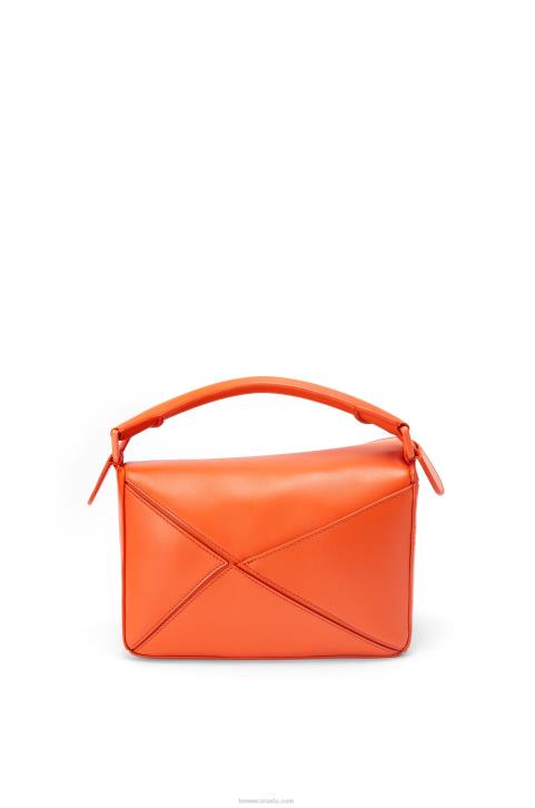 Loewe Small Puzzle bag in satin calfskin 688V491 Women Orange