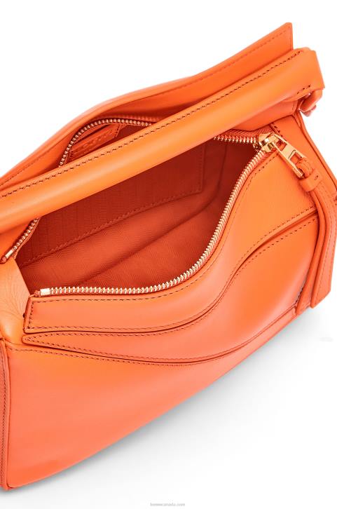 Loewe Small Puzzle bag in satin calfskin 688V491 Women Orange
