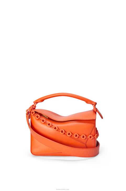 Loewe Small Puzzle bag in satin calfskin 688V491 Women Orange