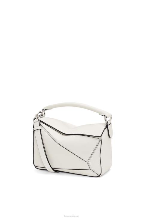 Loewe Small Puzzle bag in soft grained calfskin 688V367 Women Soft White