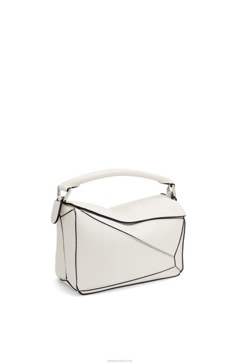 Loewe Small Puzzle bag in soft grained calfskin 688V367 Women Soft White