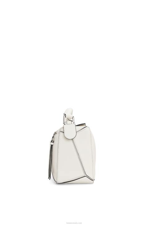 Loewe Small Puzzle bag in soft grained calfskin 688V367 Women Soft White