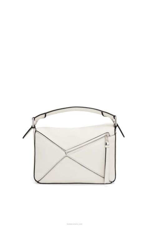 Loewe Small Puzzle bag in soft grained calfskin 688V367 Women Soft White