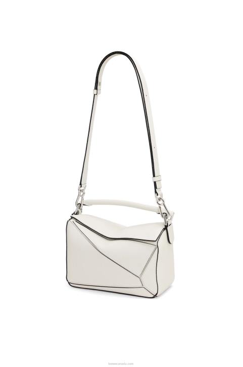 Loewe Small Puzzle bag in soft grained calfskin 688V367 Women Soft White