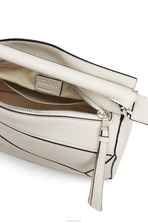 Loewe Small Puzzle bag in soft grained calfskin 688V367 Women Soft White
