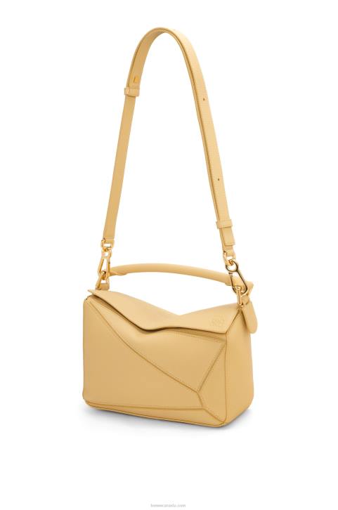 Loewe Small Puzzle bag in soft grained calfskin 688V393 Women Dark Butter