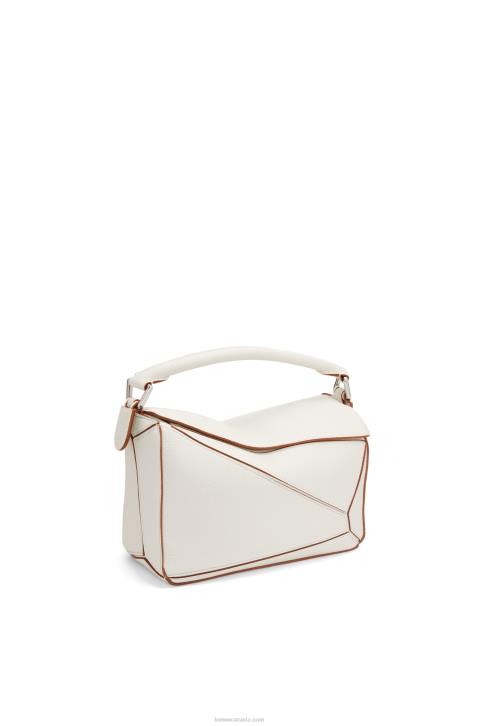 Loewe Small Puzzle bag in soft grained calfskin 688V505 Women Soft White