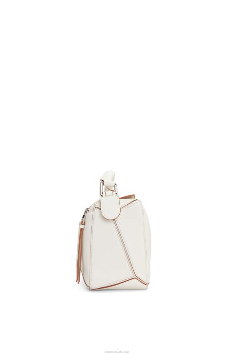 Loewe Small Puzzle bag in soft grained calfskin 688V505 Women Soft White
