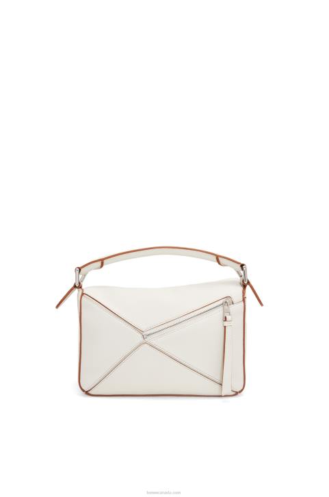 Loewe Small Puzzle bag in soft grained calfskin 688V505 Women Soft White