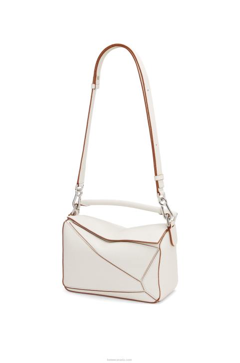 Loewe Small Puzzle bag in soft grained calfskin 688V505 Women Soft White