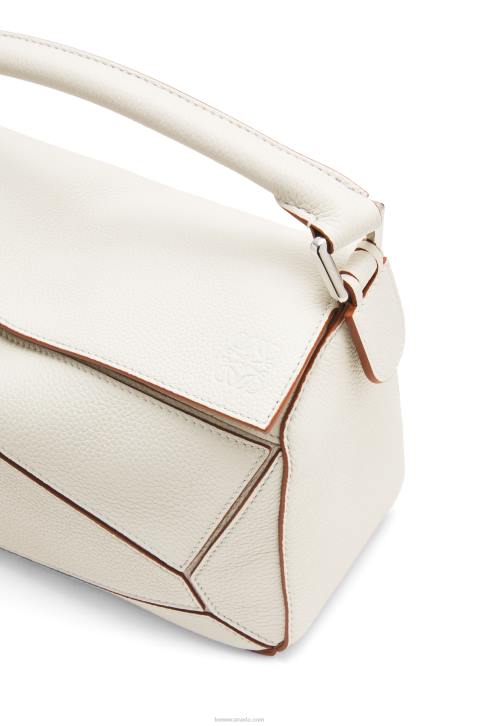 Loewe Small Puzzle bag in soft grained calfskin 688V505 Women Soft White
