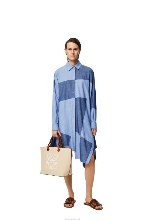 Loewe Anagram Tote bag in jacquard and calfskin 688V122 Women Ecru/Tan