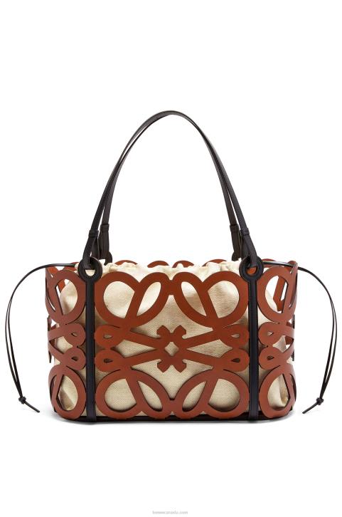 Loewe Anagram cut-out tote in calfskin 688V127 Women Tan