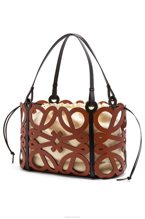 Loewe Anagram cut-out tote in calfskin 688V127 Women Tan