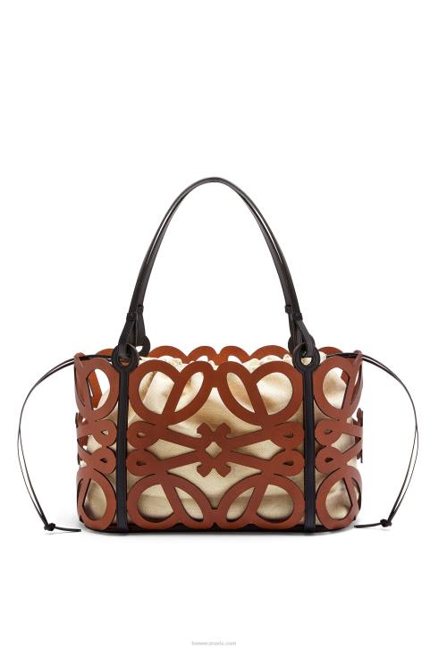 Loewe Anagram cut-out tote in calfskin 688V127 Women Tan