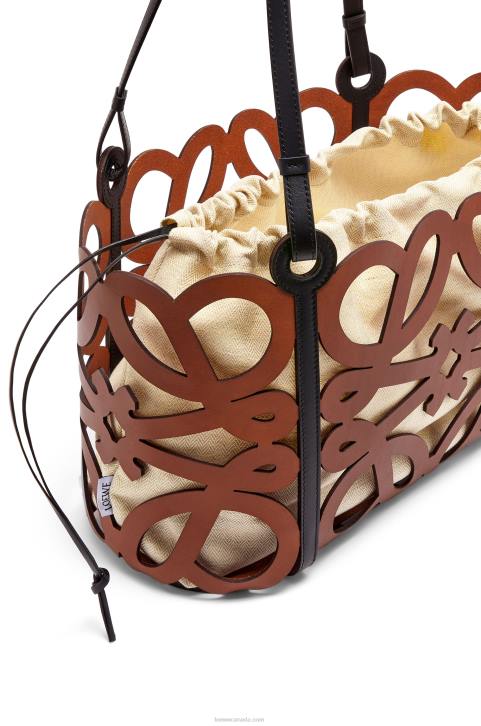 Loewe Anagram cut-out tote in calfskin 688V127 Women Tan