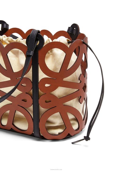 Loewe Anagram cut-out tote in calfskin 688V127 Women Tan