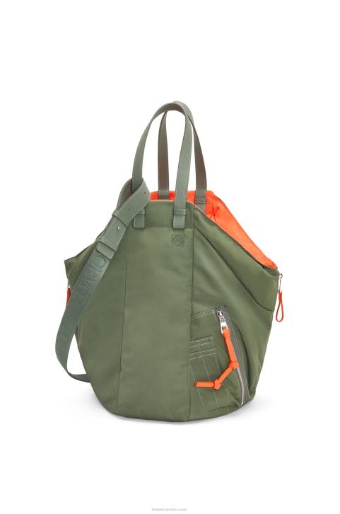 Loewe Hammock Tote reversible bag in nylon 688V446 Women Vintage Khaki