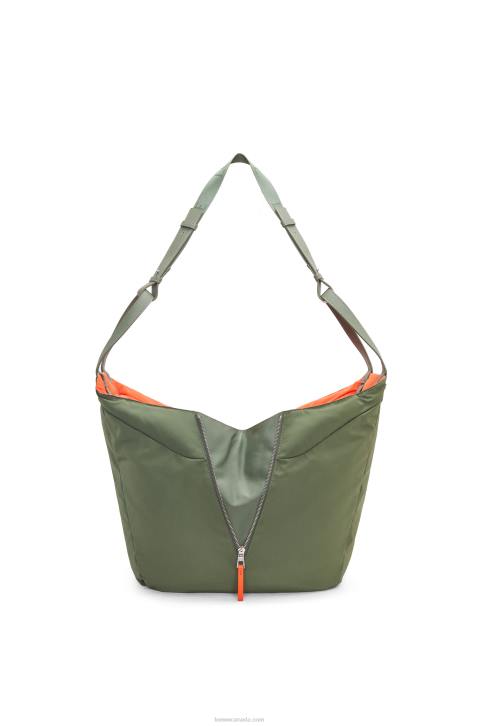 Loewe Hammock Tote reversible bag in nylon 688V446 Women Vintage Khaki
