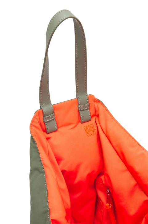 Loewe Hammock Tote reversible bag in nylon 688V446 Women Vintage Khaki