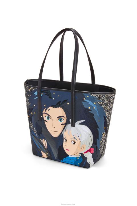 Loewe Howl T Tote bag in Anagram jacquard and calfskin 688V188 Women Black