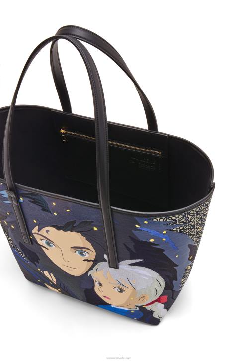 Loewe Howl T Tote bag in Anagram jacquard and calfskin 688V188 Women Black