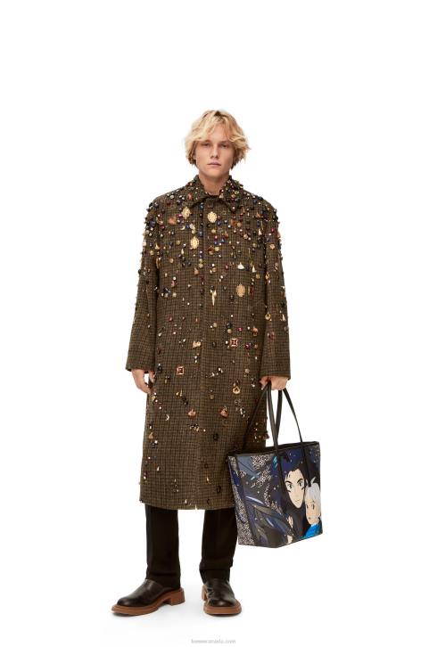 Loewe Howl T Tote bag in Anagram jacquard and calfskin 688V188 Women Black