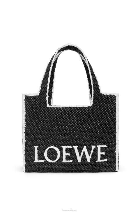 Loewe Large Font Tote in raffia 688V11 Women Black