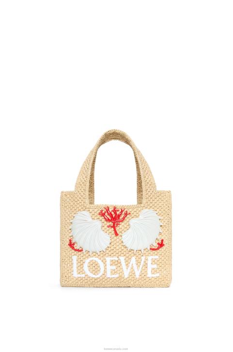 Loewe Maruja Mallo mini Font Tote in raffia 688V112 Women Natural